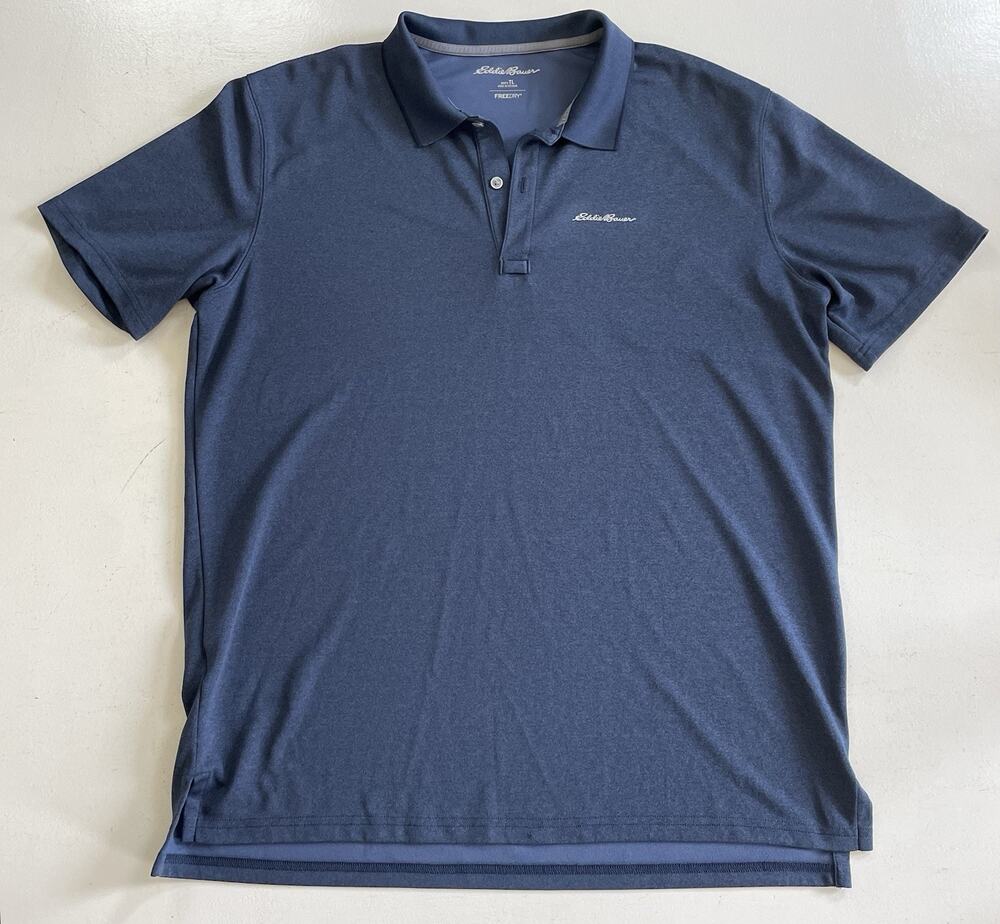 Eddie Bauer FreeDry Performance Polo Shirt Mens L Dark Blue Golf 100% Polyester